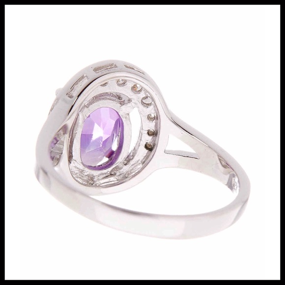 AMETHYST PURPLE STERLING SILVER CZ RING A2C - Picture 5 of 8